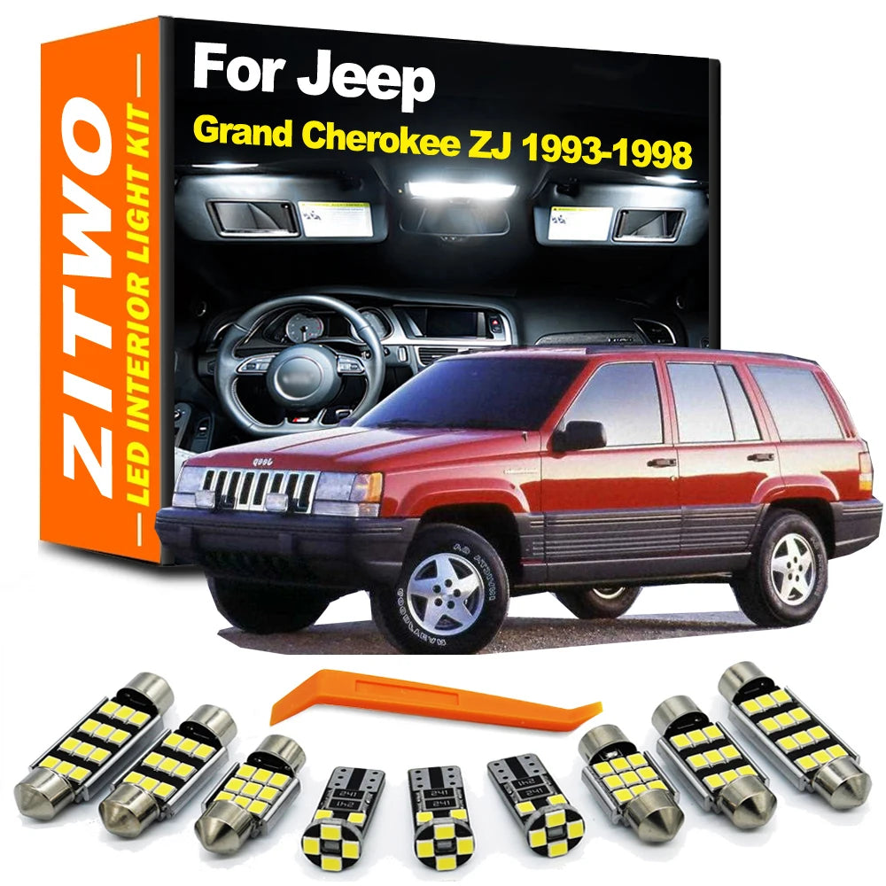 ZITWO 14Pcs For Jeep Grand Cherokee ZJ 1993 1994 1995 1996 1997 1998 LED Bulb Interior Dome Map Trunk Vanity Mirror Light Kit