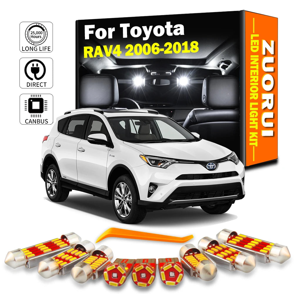 10-Piece LED Interior Light Kit for Toyota RAV4 2010 -2012 - Canbus Dome Map Door Trunk Bulbs | AUTOKITSHOP