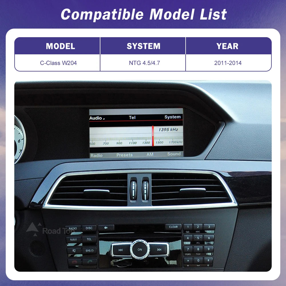 Road Top Wireless CarPlay for Mercedes Benz C Class W204 NTG4.5/4.7 2011-2014 Android Auto | AUTOKITSHOP
