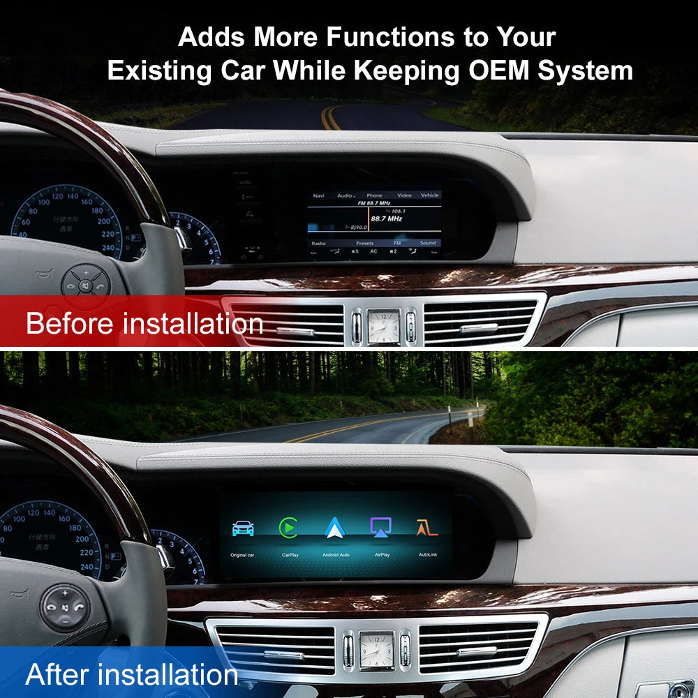 10.25‘’ Wireless CarPlay Android Auto For Mercedes Benz S Class W221 W216 NTG3.0/3.5 Linux