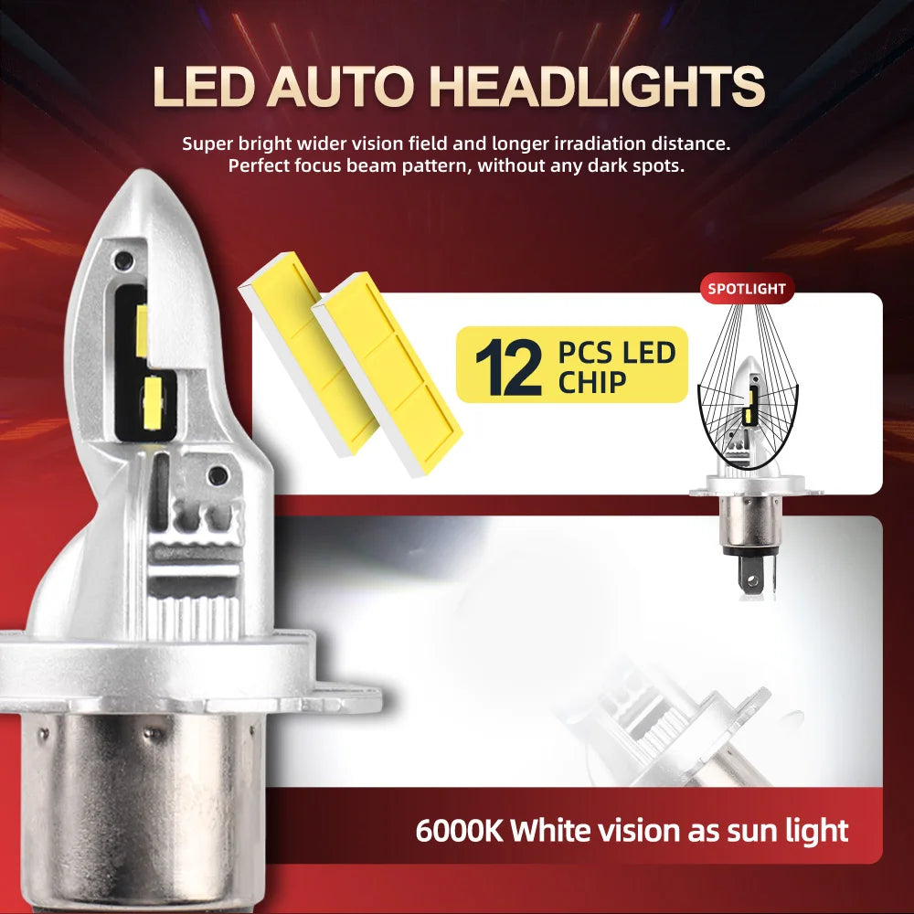 Super Bright H4 LED Headlight Bulb 10000LM High Power Motorcycle Head Lamp 12V For YAMAHA