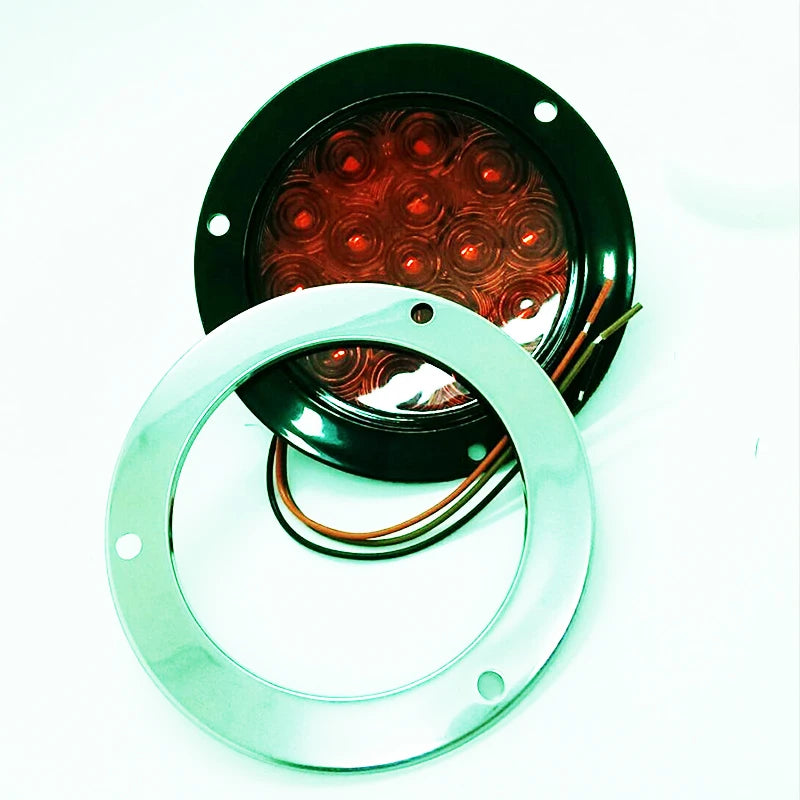 12-24V Red Round Reverse Brake Turn Signal Rear Tail Light 16 LED for Car Truck Trailer RV