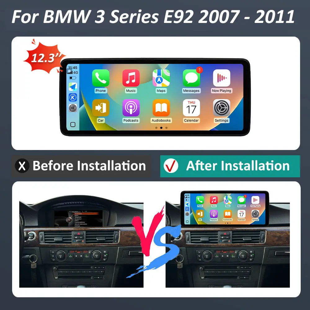 12.3 inch for BMW 3 Series E92 2007 - 2011 CCC/CIC System Android 16 Car Radio Multimedia