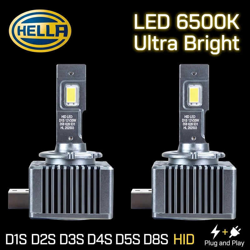 HELLA D1S D2S D3S D4S D5S D8S Car LED Headlight Bulbs for HID to LED Upgrade, 12V DC 6500K