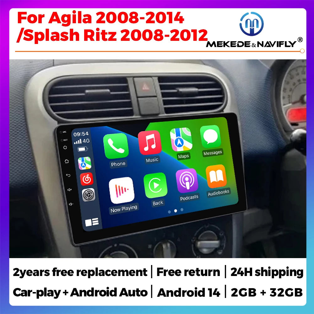 Android 14 Car Radio For OPEL Agila SUZUKI Splash Ritz 2008-2014 Multimedia Video Player A