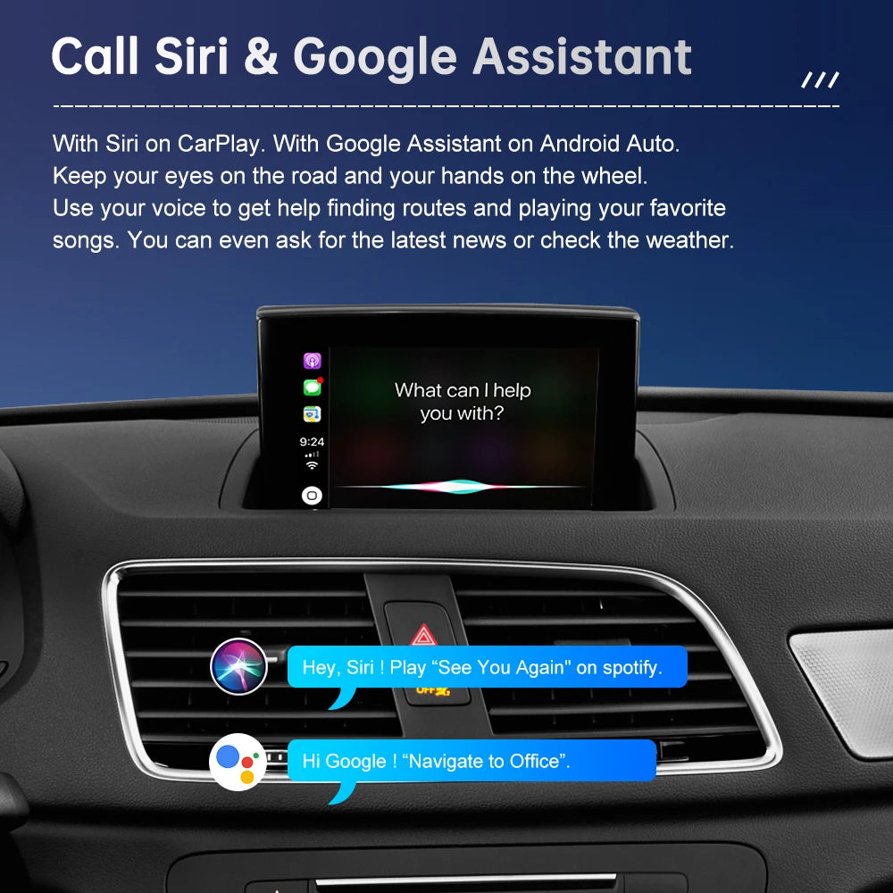 Road Top Android Auto Wireless CarPlay for Audi A1 Q3 2014-2018, with AirPlay Mirror Link