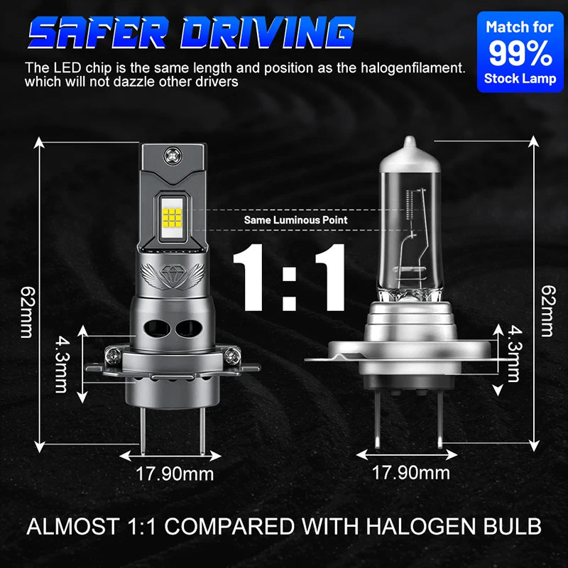 H7 LED Headlight Bulb 6300W H4 H11 Mini Wireless 7200000LM 9005 9006 HB3 HB4 H9 H8 Auto Di
