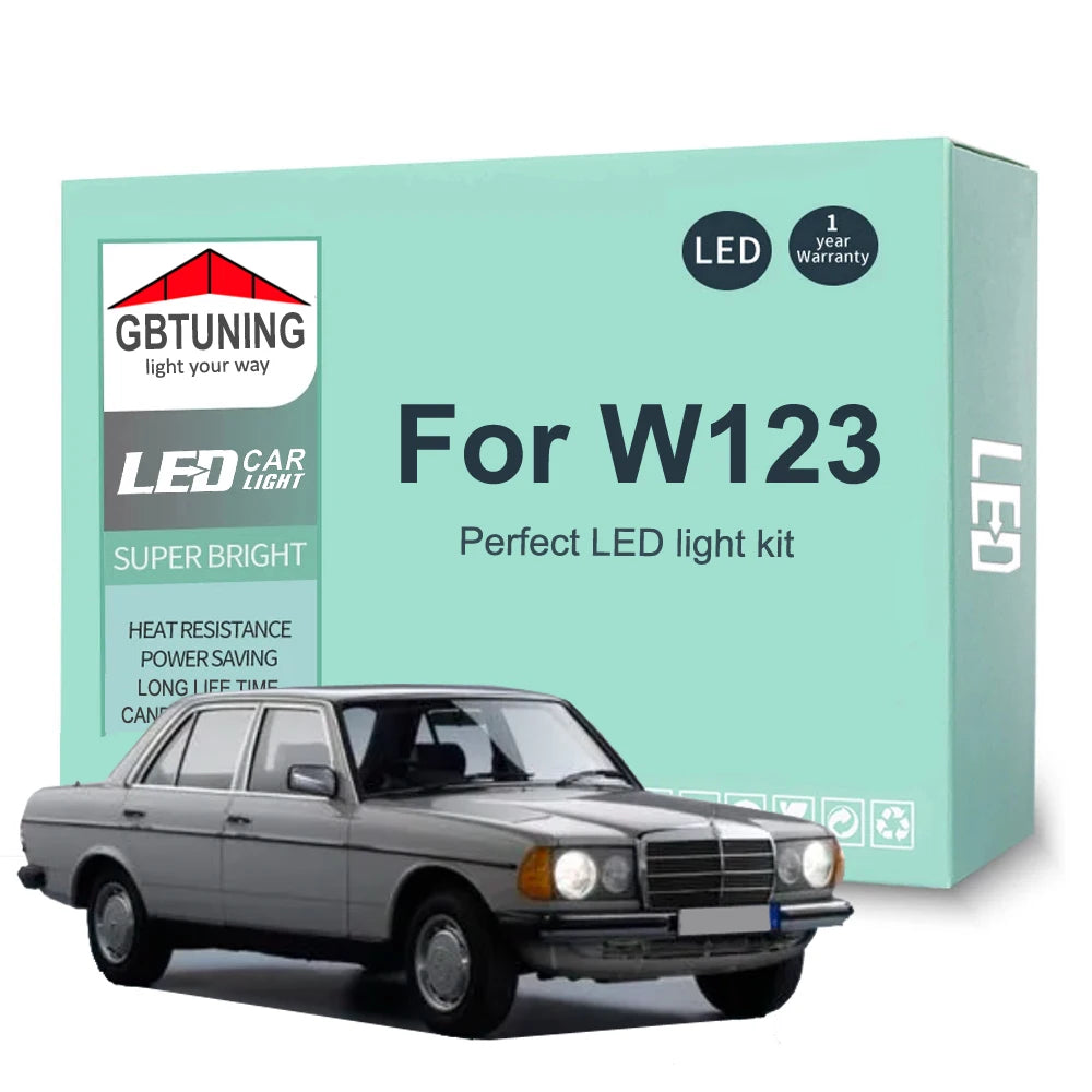 13-Piece LED Interior Light Kit for Mercedes Benz E Class W123 200 220D 230 250 280E 300D 1976-1985 - Canbus Dome Map...