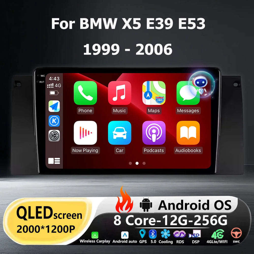 Android 16 Auto For BMW X5 E39 E53 1999 - 2006 Car Radio Multimedia Video Player GPS Navig