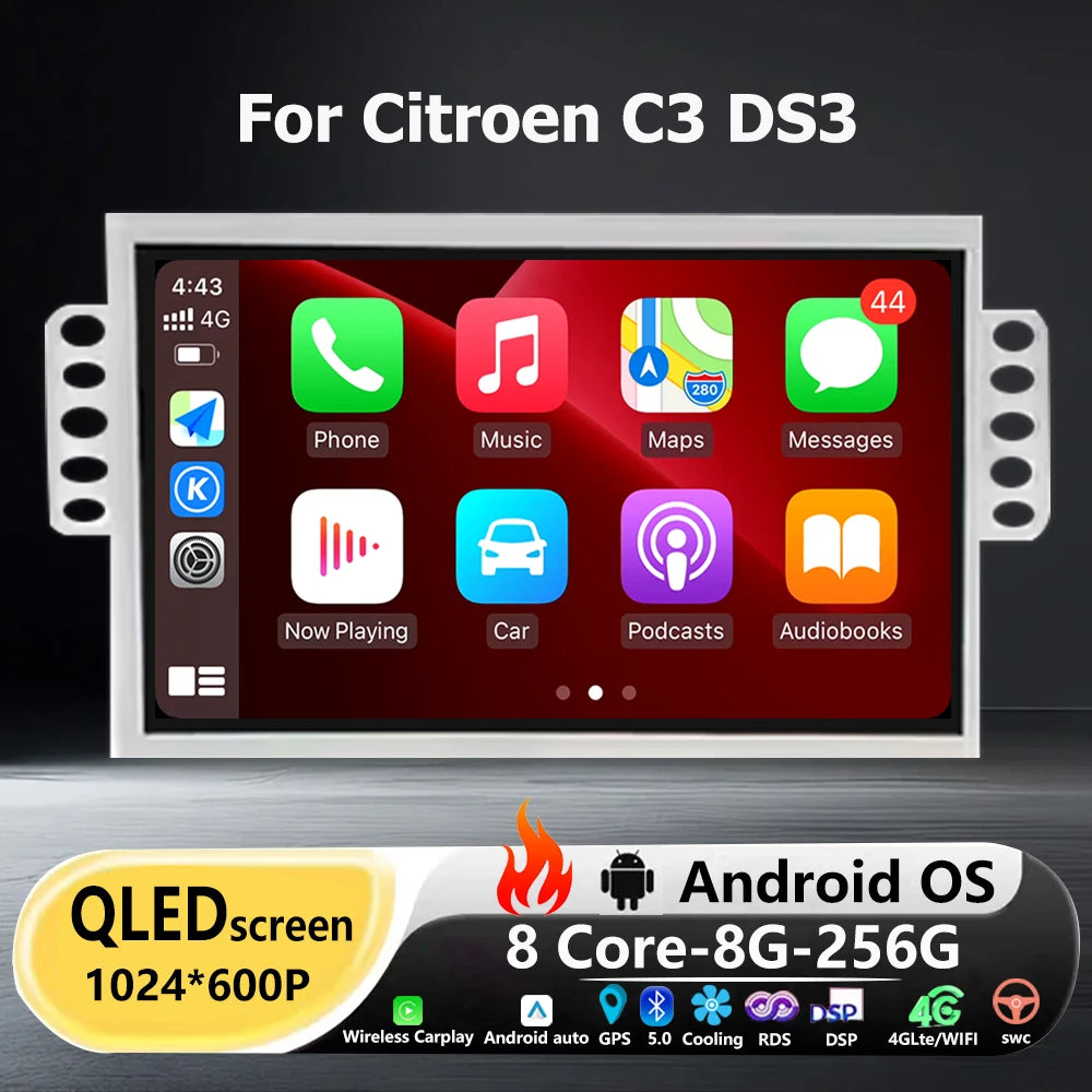 7'' Android 16 Auto Carplay For Citroen C3 DS3 Car Radio Multimedia Video Player GPS Navig