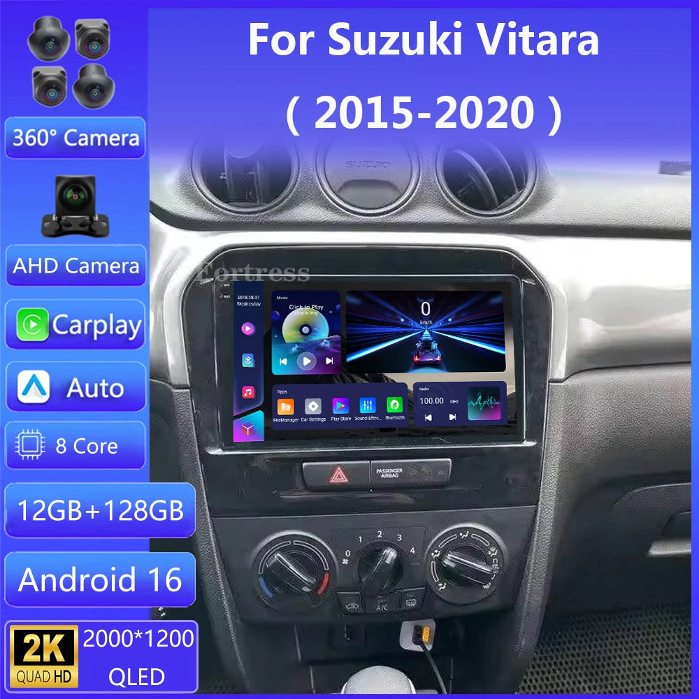 Android 16 For Suzuki Vitara 4 2017 - 2022 Car Radio Multimedia Video Player GPS Navigatio
