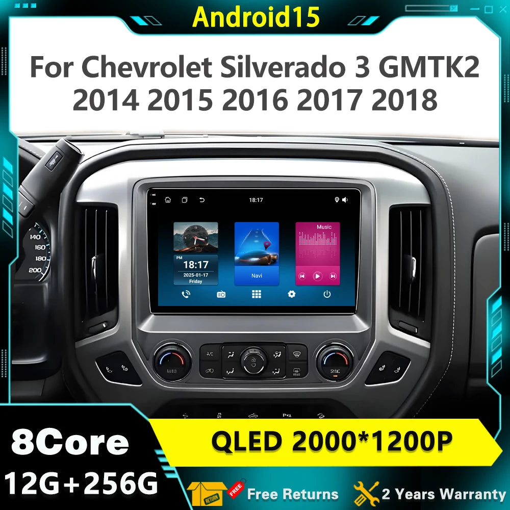 For Chevrolet Silverado 3 GMTK2 2014 2015 2016 2017 2018 Radio Multimedia Player Navigatio