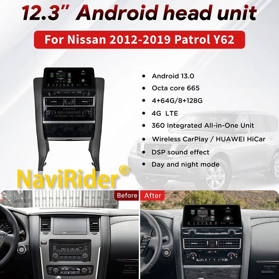For Nissan Patrol Y61 Y62 2012-2019 Car Radio 12.3inch Android Screen Multimedia Video Pla | AUTOKITSHOP