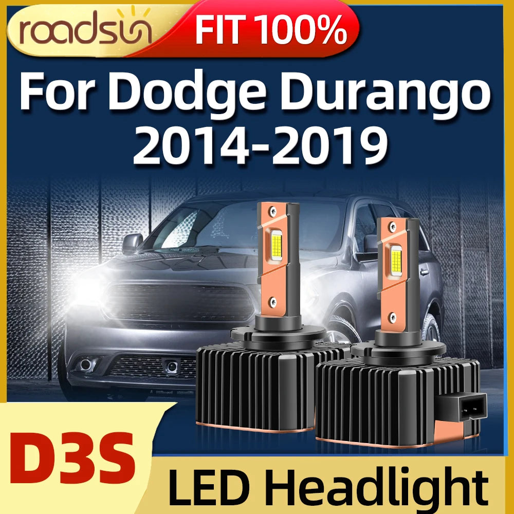 Roadsun LED Headlights D3S Auto Bulbs 30000LM 6000K Fit For Dodge Durango 2014 2015 2016 2