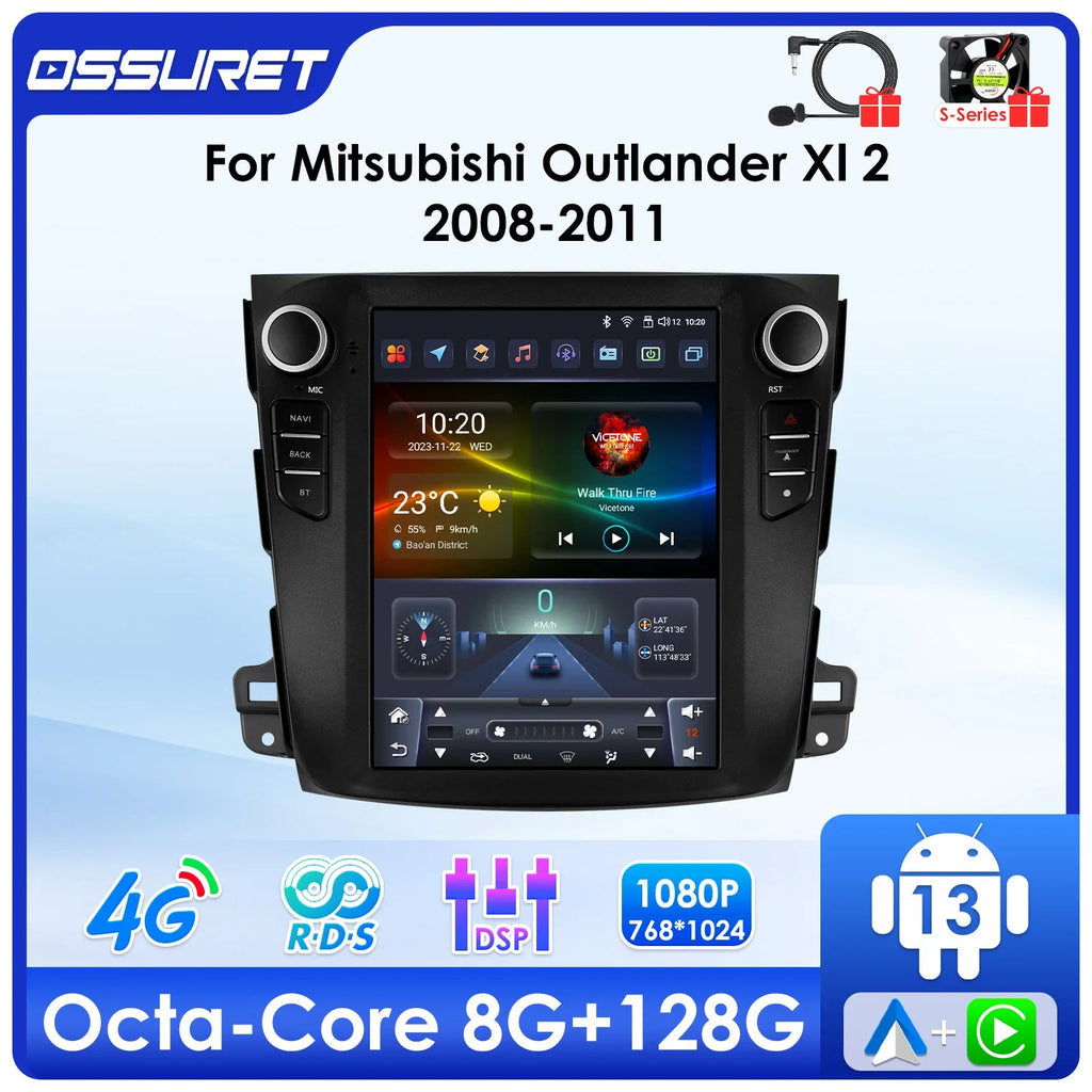 9.7"Android 13 For For Mitsubishi Outlander Xl 2 2008-2011 Autoradio multimedia player 4G