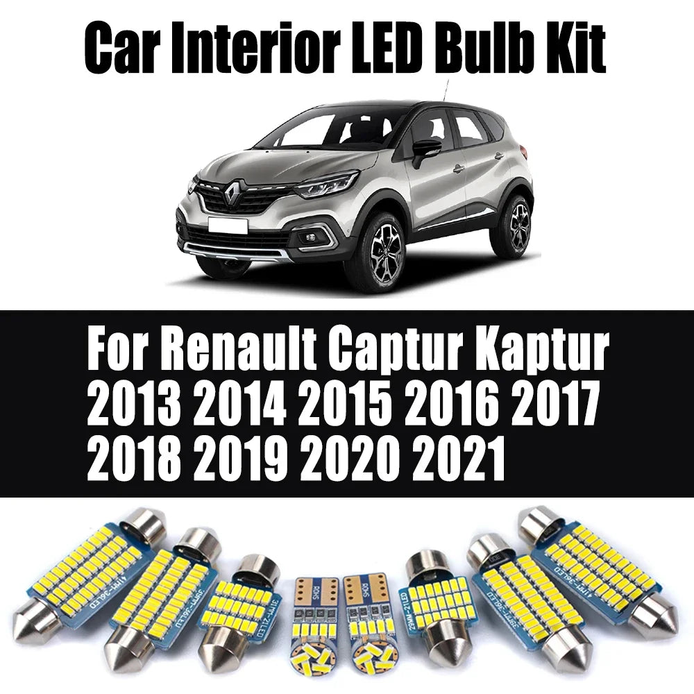 10-Piece LED Interior Light Kit for Renault Captur Kaptur 2013- 2018 - Canbus Dome Map Door Trunk Bulbs | AUTOKITSHOP