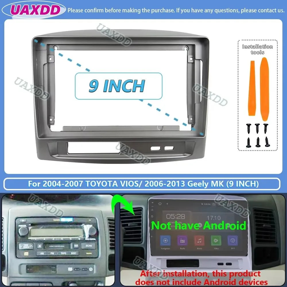 For 2004-2012 Geely MK Toyota Vios Yaris Vitz Belta 9inch cd radio android stereo frame pa