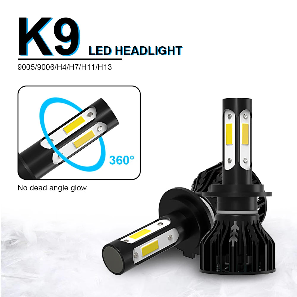 LED Headlight 6000K White 40000LM High Low Beam Headlamp Car Light For Hyundai Ioniq 2017