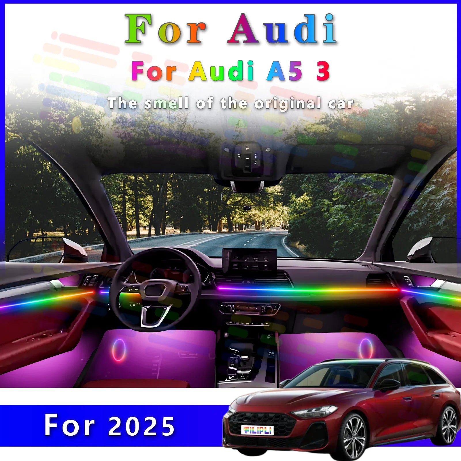 RGB - Ambient Light - for Audi A5 - App Control - Car Interior Lighting | AUTOKITSHOP