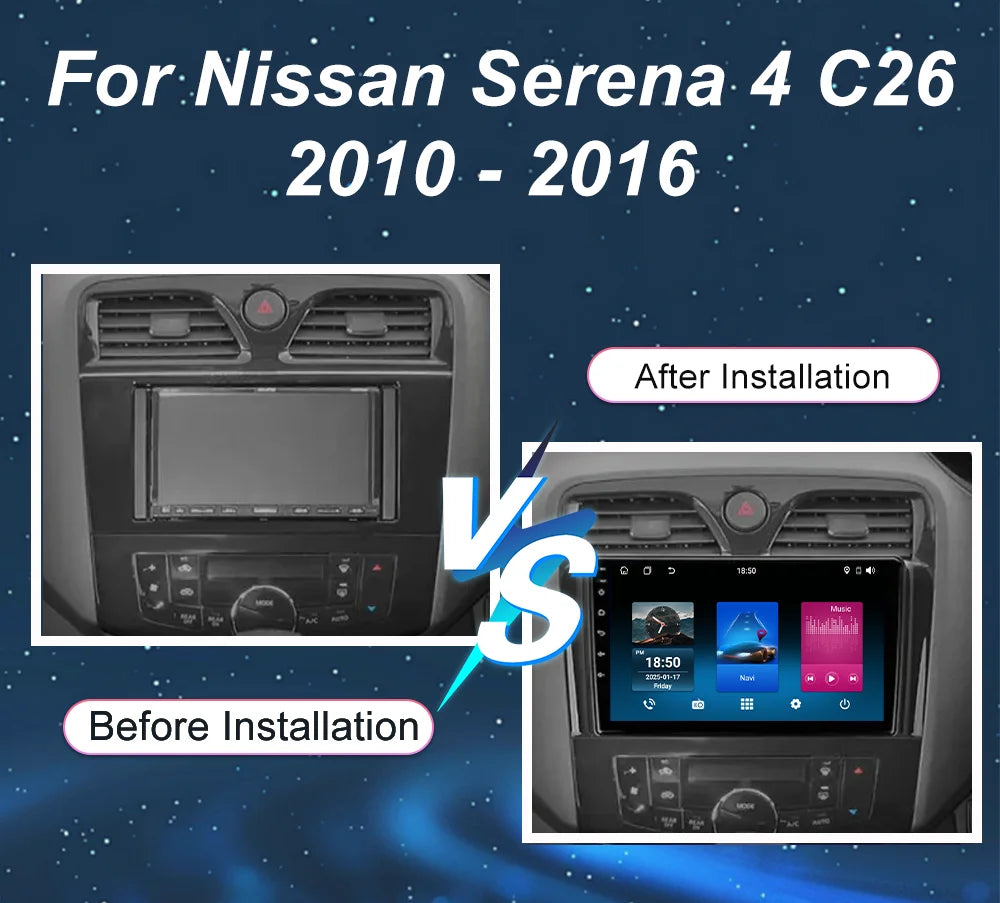 Android 15 Radio Stereo For Nissan Serena 4 C26 2010 -2016 Auto Multimedia Player GPS Navi