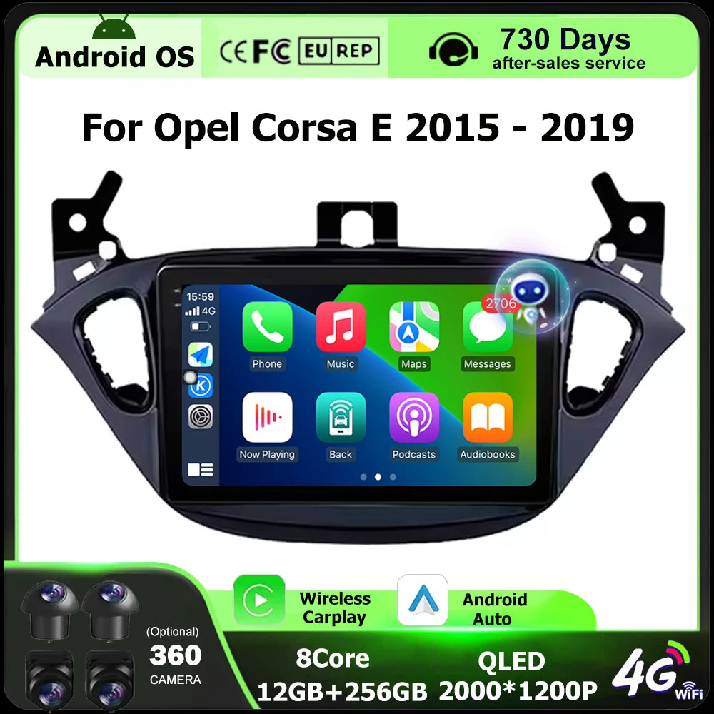 Wireless Carplay For Opel Corsa E 2015 - 2019 Android 16 Auto Car Radio Multimedia Video P