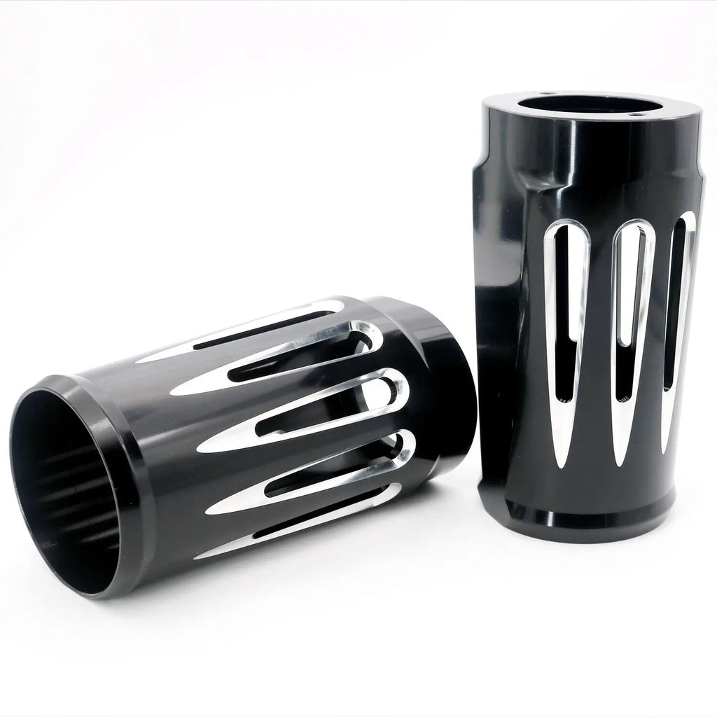 Motorcycle Black CNC Aluminum Cut Fork Boot Slider Cover For Harley Touring Electra Street Road  - Automotive LED Light