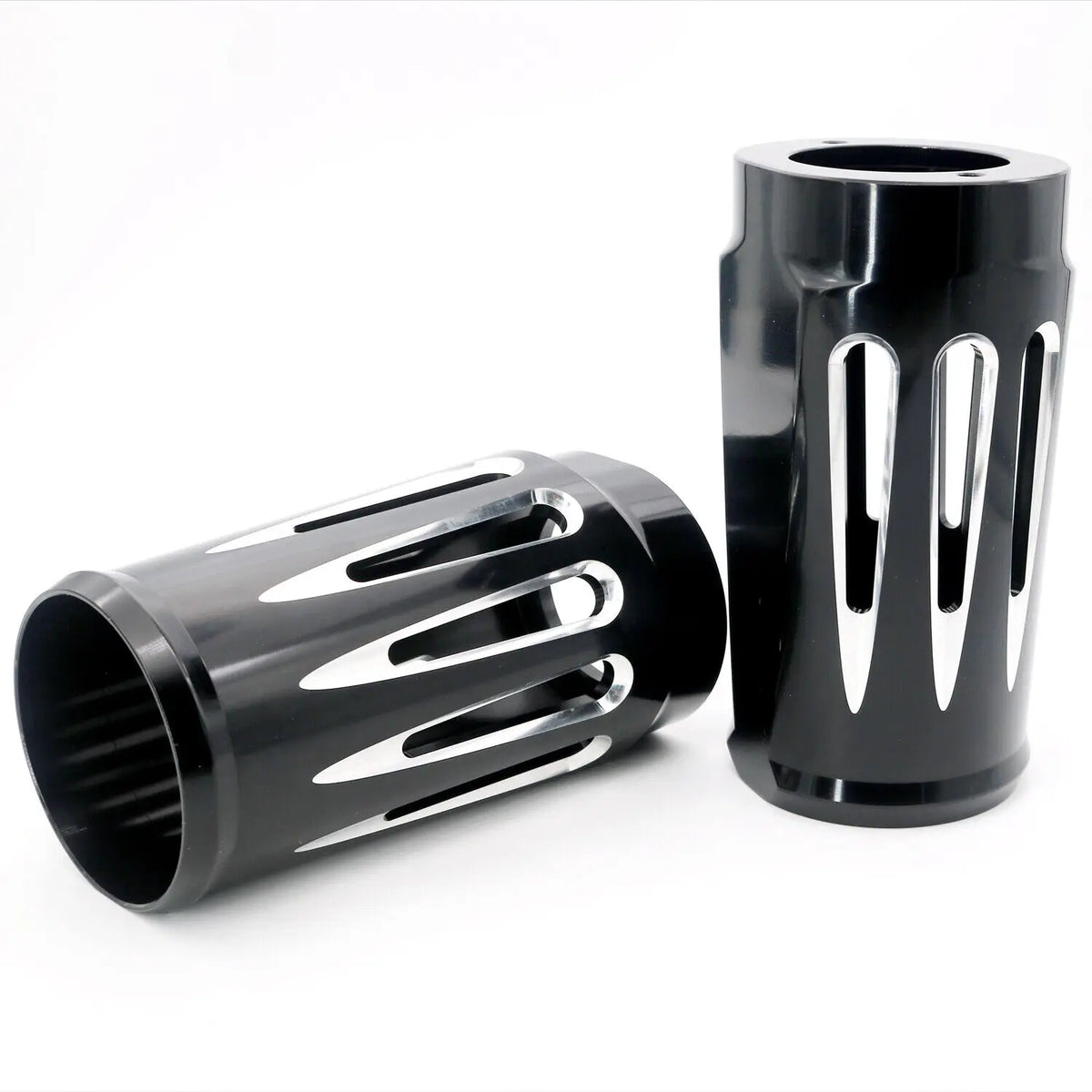 Motorcycle Black CNC Aluminum Cut Fork Boot Slider Cover For Harley Touring Electra Street Road  - Automotive LED Light
