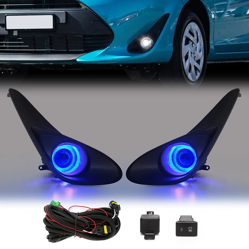 Led Fog Lamp DRL For Toyota Aqua Prius 2018 2019 Daytime Running Light Angel Eyes Front Bu | AUTOKITSHOP