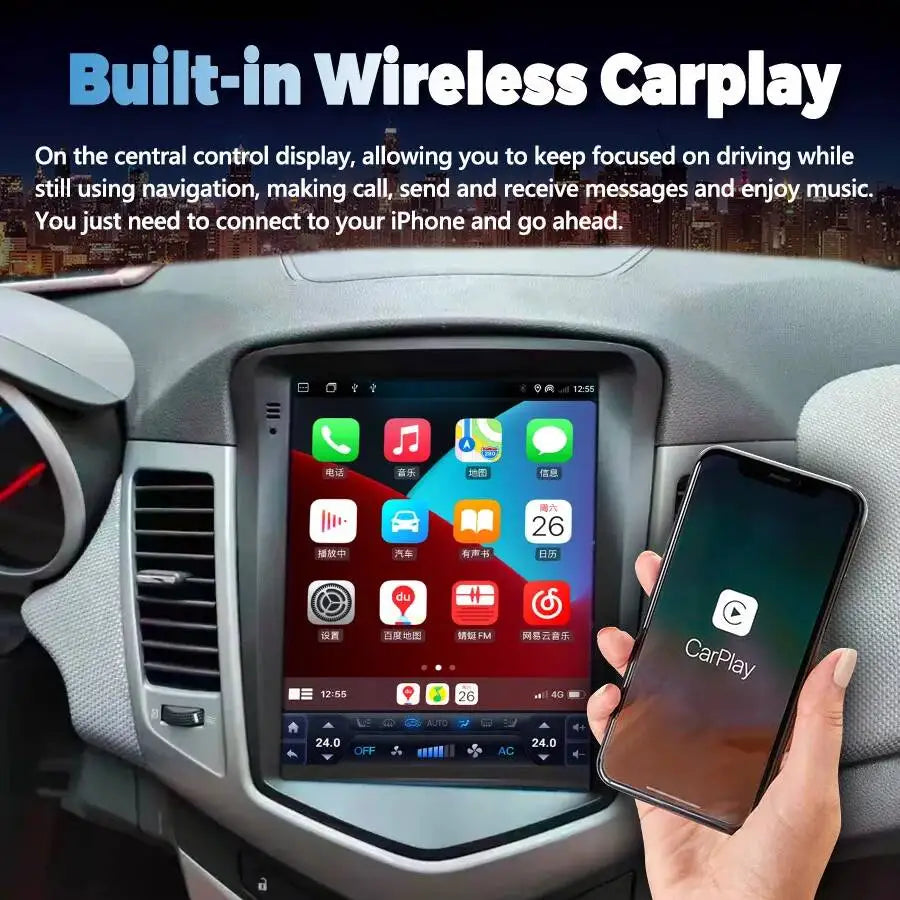 Carplay Car GPS Stereo Autoradio 4G WiFi 10.4" Screen Android 15 Multimedia Player For Che