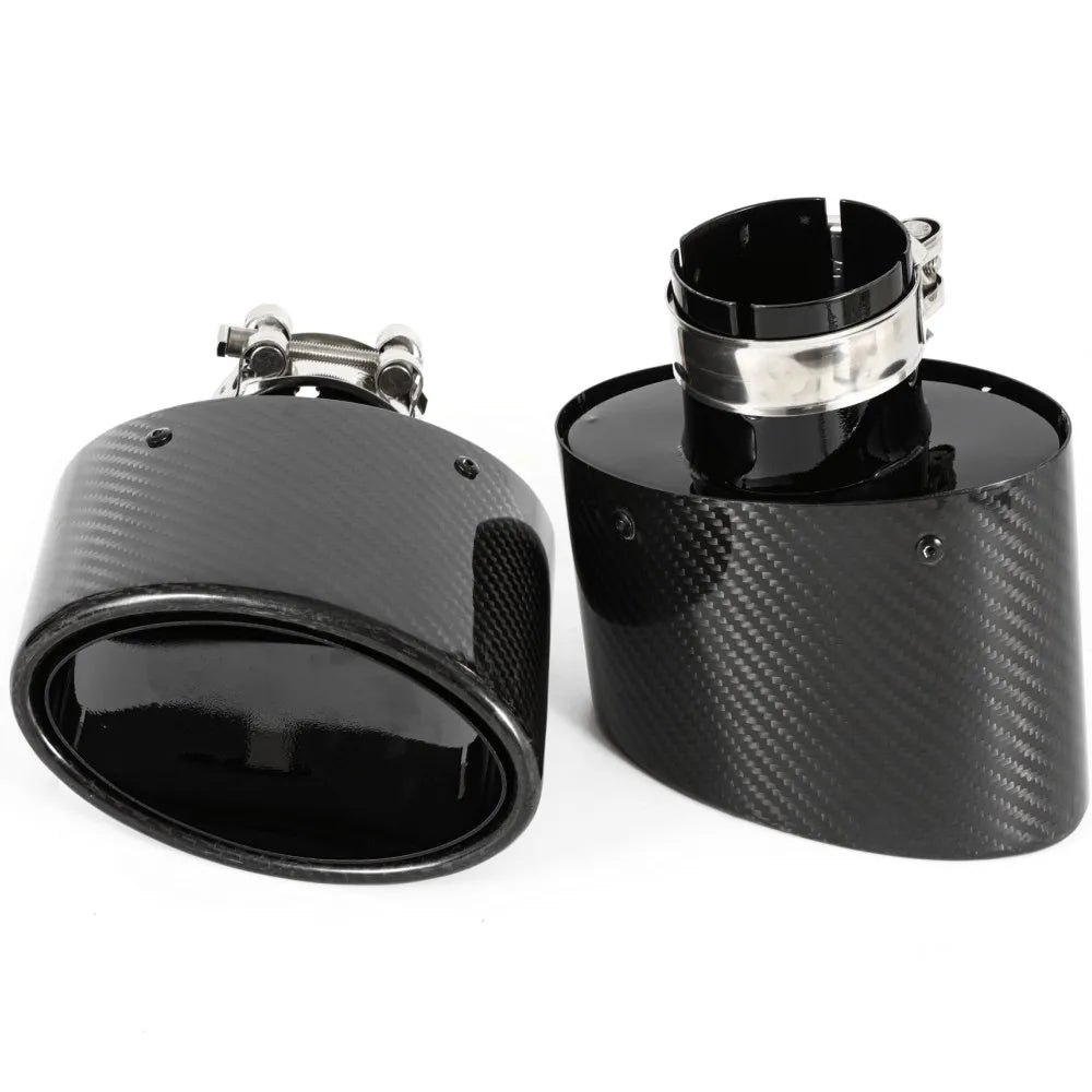 1Pcs Universal Car Glossy Carbon Fiber Muffler Tip Exhaust Pipe Nozzle Decoration Stainless Silv - Automotive LED Light