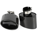1PCS Remus Oval Glossy Carbon Fiber Curly Exhaust Tip Nozzle Universal Car Black Stainless Steel - Automotive LED Light