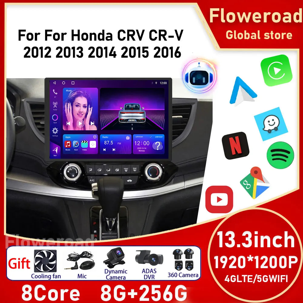 13 inch Android15 For Honda CRV CR-V 2012 2013 2014 2015 2016 Car Radio Multimedia Player  | AUTOKITSHOP