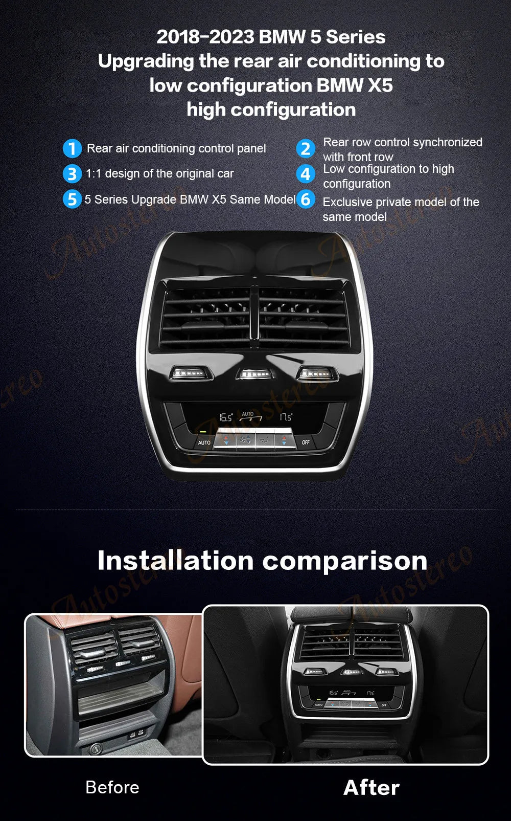 Rear Digital AC Control Panel For BMW X5 G05 X6 G06 X7 G Class Series Car Multimedia Playe