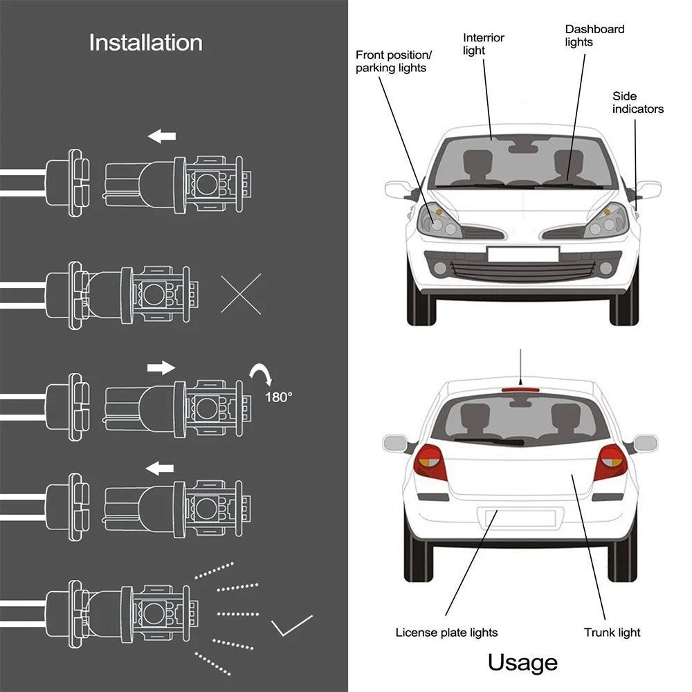 T10 W5W LED Bulbs 158 192 194 168 5630 SMD Car Interior Lights Auto Dashboard Instrument P