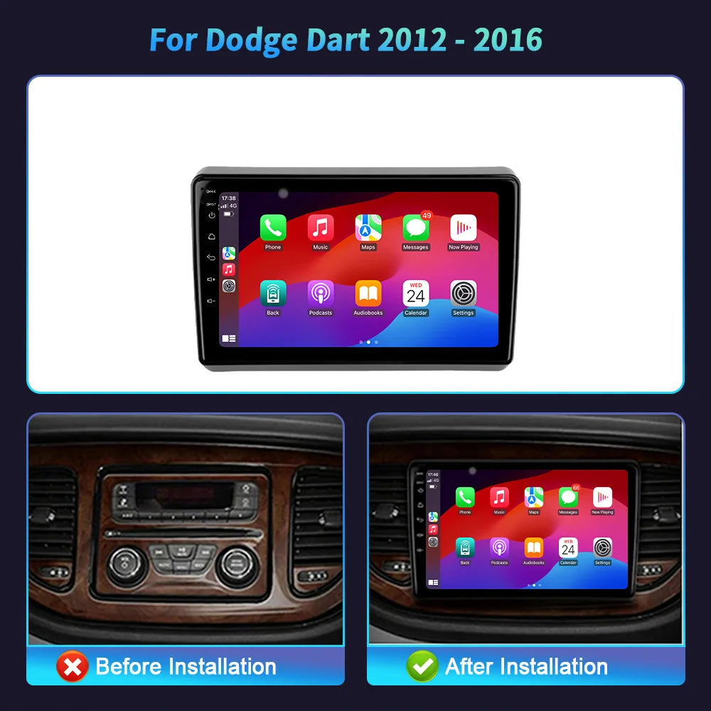 For Dodge Dart 2012 2013 2014-2016 Android 14.0 Car Radio Multimedia Navigation Wireless B