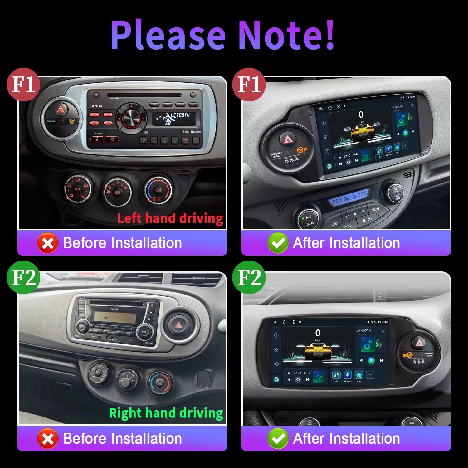 9" Car Radio For Toyota Yaris 2012-2017 Black Android 16 Wireless BT Carplay Multimedia Na