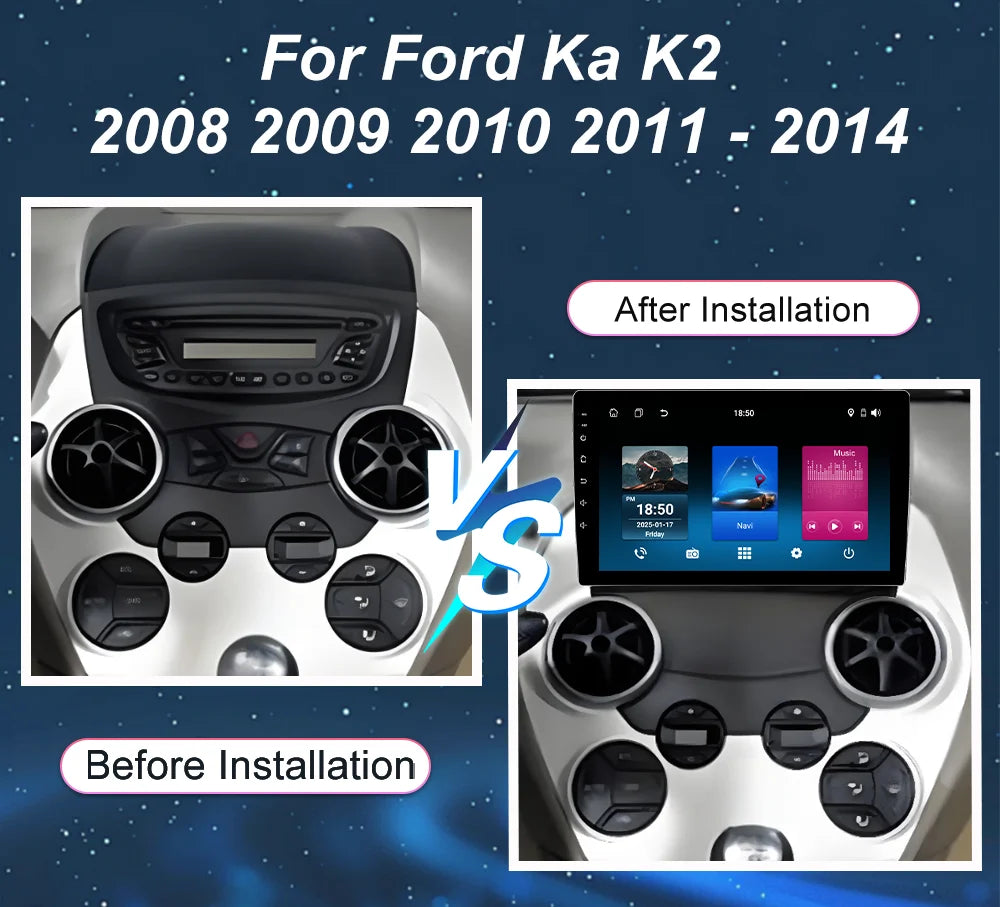 Android 16 For Ford Ka K2 2008 2009 2010 2011 - 2014 Car Multimedia Player Radio Video Ste