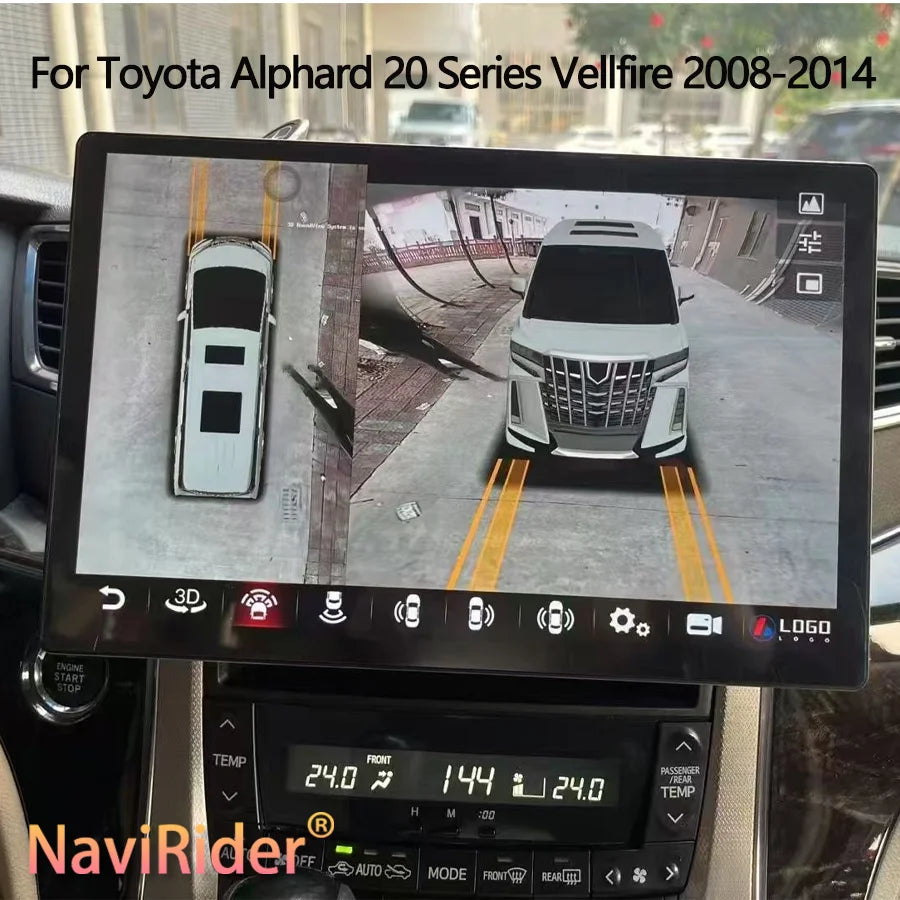 13.3" 2K Android Car Stereo Screen for Toyota Alphard 20 Series Vellfire 2008-2014 Carplay