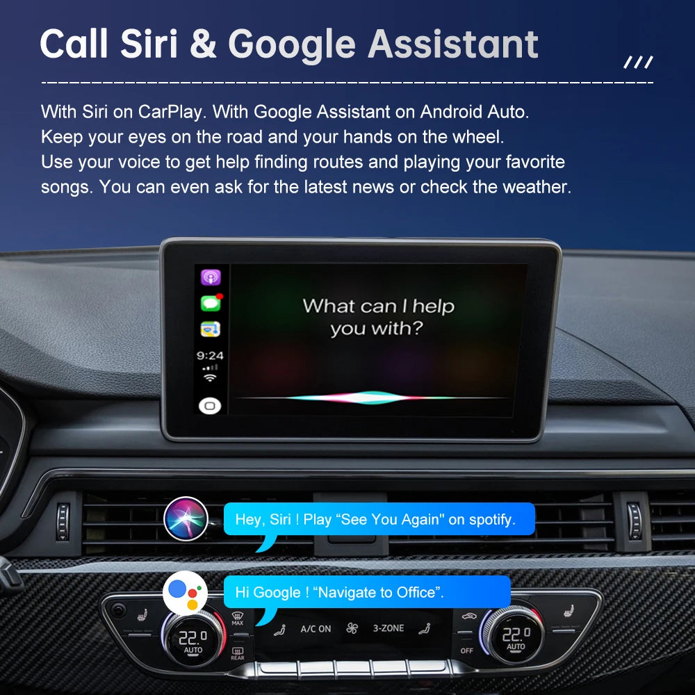 Road Top Wireless Carplay for Audi A4 A5 2016-2019, Support Android Auto AirPlay Mirroring