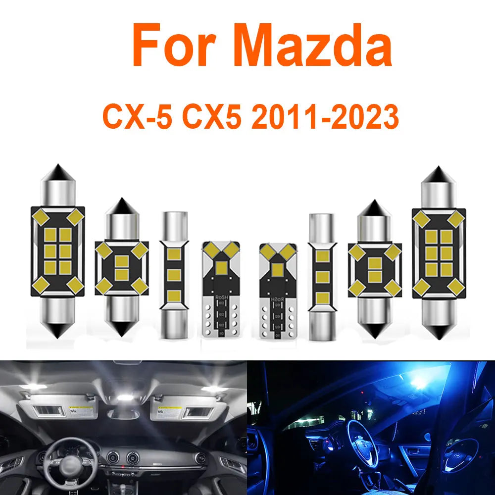 9-Piece LED Interior Light Kit for Mazda CX5 CX-5 2014 - 2018 - Canbus Dome Map Door Trunk Bulbs | AUTOKITSHOP