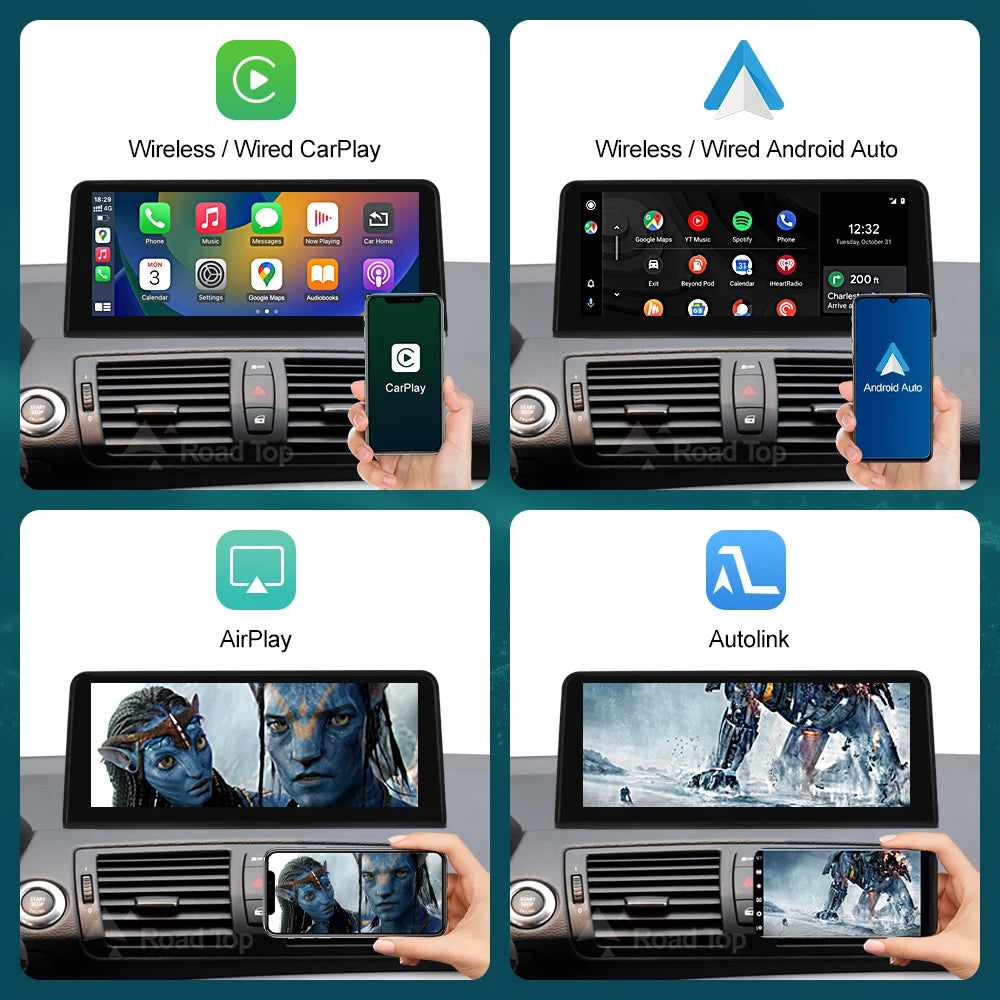 RoadTop 12.3'' Wireless CarPlay Android Auto For BMW Series 1 E81 E82 E87 E88 CCC CIC Syst