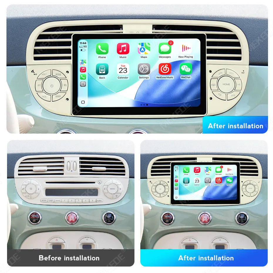 7'' Android Auto Car Radio for FIAT 500 Abarth 2007 2008 2009-2015 Wireless CarPlay Multim | AUTOKITSHOP