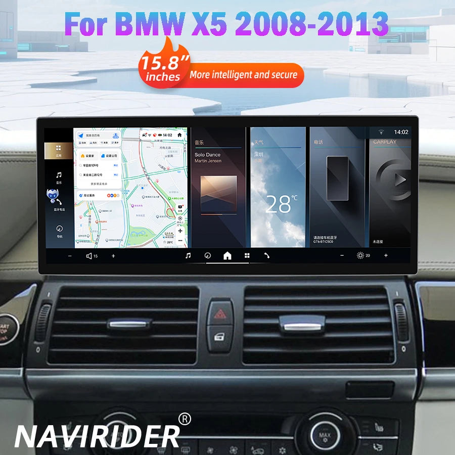 Navigation CarPlay 15.8Inch Android 15 DSP AHD For BMW 5 Series 2007-2010 4G Auto Video Pl