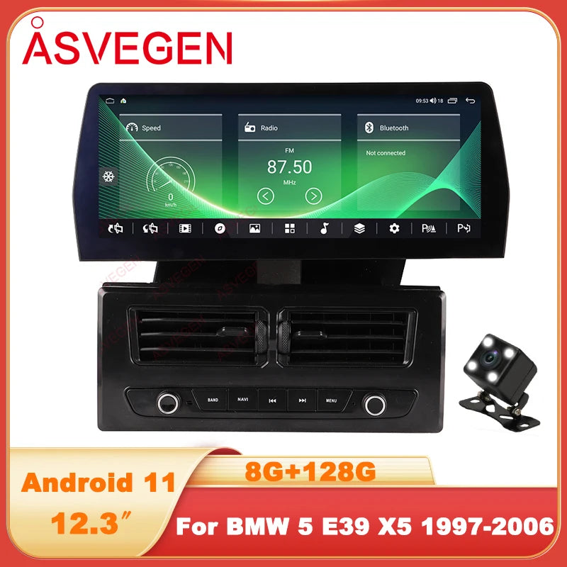 12.3" Android 13 Car Multimedia for BMW 5 Series E39 X5 E53 M5 1997-2006 Radio GPS Navigat