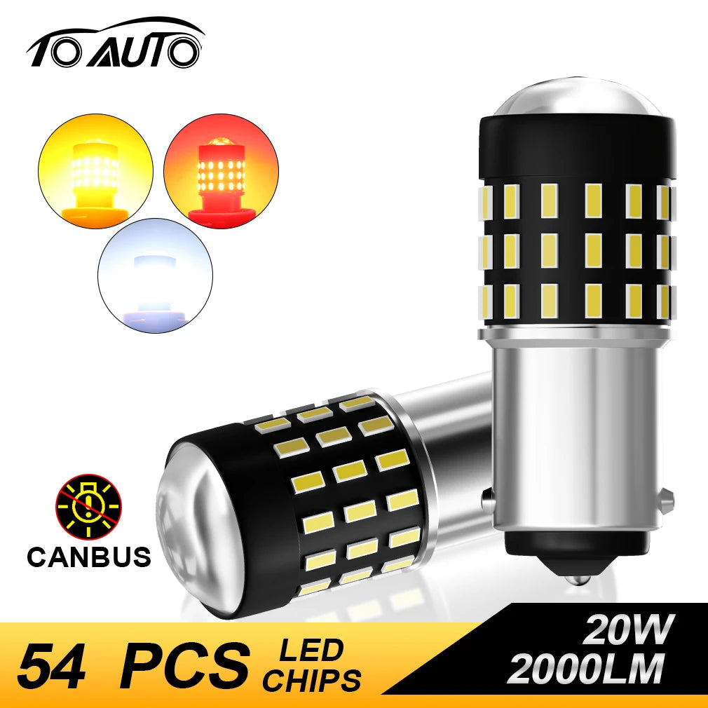 TOAUTO 2PCS P21 LED Light Car BA15S BAU15S BAY15D P21W PY21W Signal Light Additional Brake