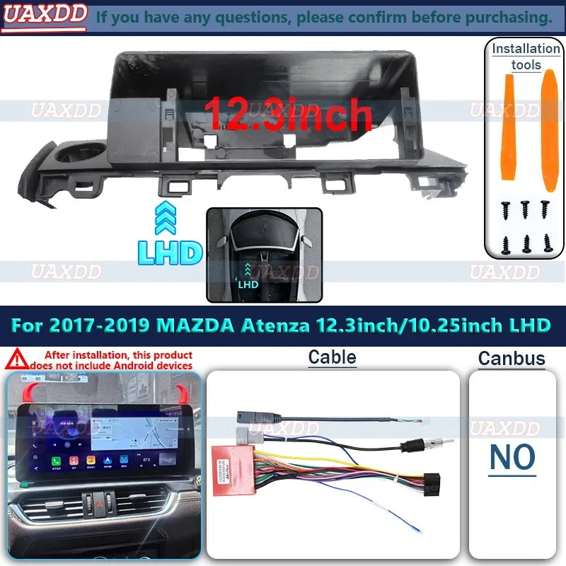 12.3 Inch Car Frame Fascia Adapter CD Canbus Box Android Fitting Panel Kit For MAZADA Aten