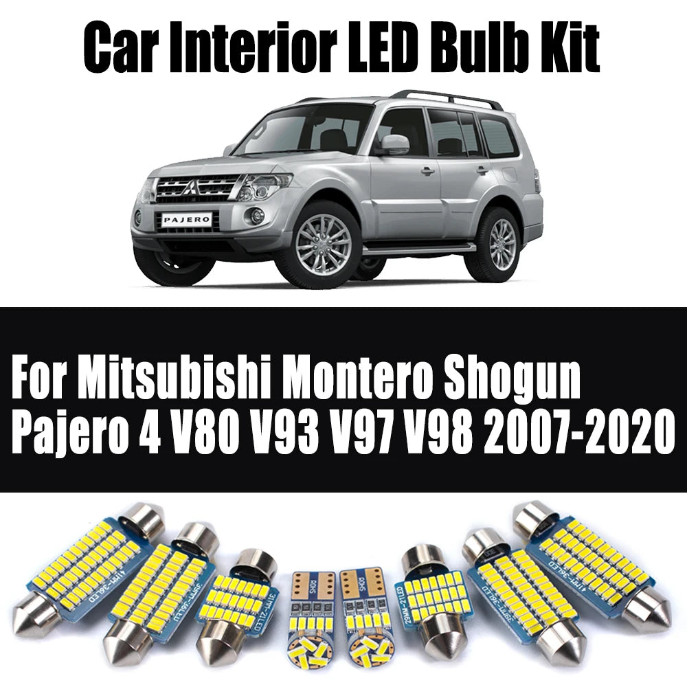 15-Piece LED Interior Light Kit for Mitsubishi Montero Shogun Pajero 4 V80 V93 V97 V98 2007-2020 - Canbus Dome Map Do...