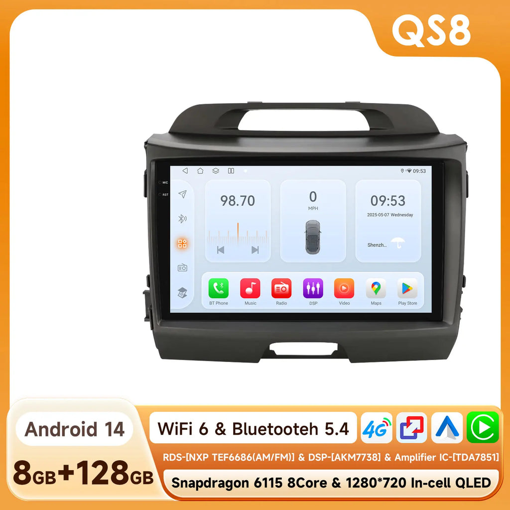 2din Carplay Android 14 Car radio For KIA Sportage 3 2011 2012 2013 2014 - 2016 Multimedia