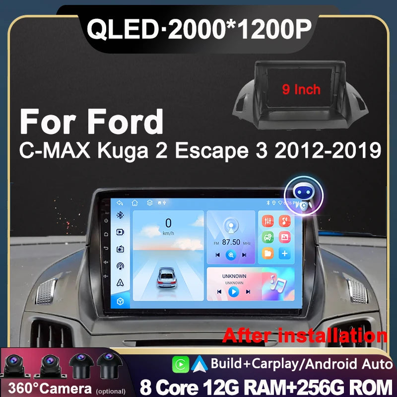 9inch Screen Android Car Radio For Ford C-MAX Kuga 2 Escape 3 2012 2013 2014 2015 2016-201 | AUTOKITSHOP