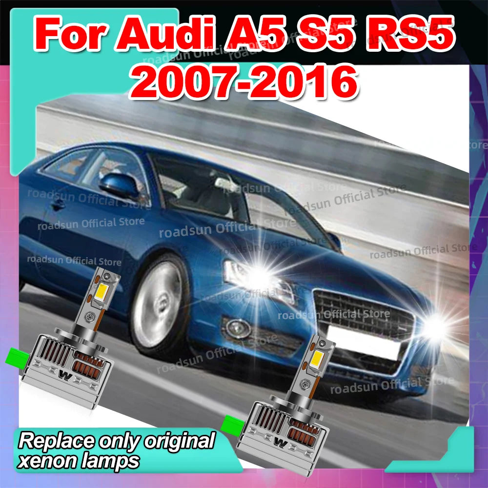 50000LM Headlight LED Canbus 6000K Replace Original Xenon Lamp For Audi A5 S5 RS5 2007 200